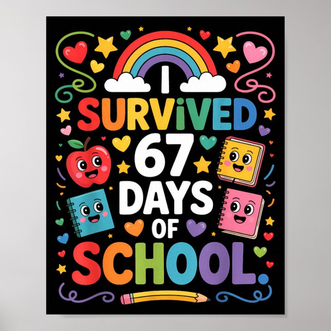 Póster 67th Day Rainbow Teacher I Survived 67 Days Of Sch (Frente)
