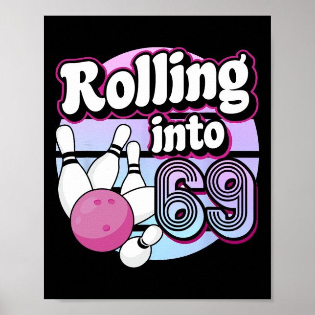 Póster 69 Bowling 69 cumpleaños (Frente)