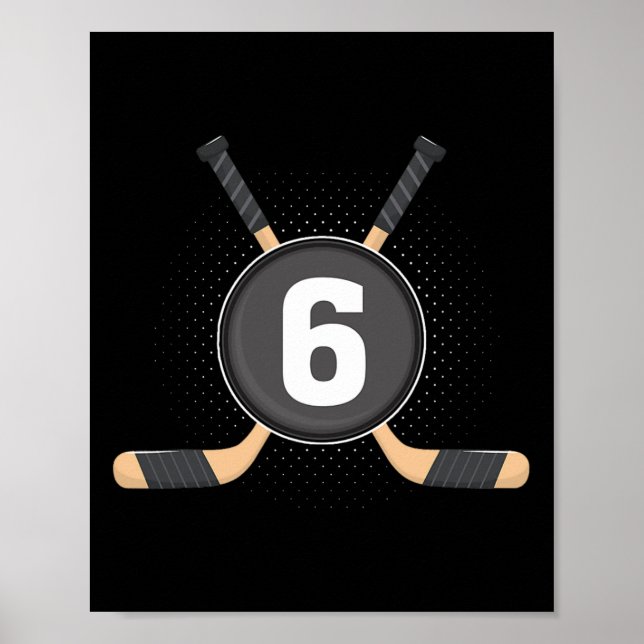 Póster 6.º Birthda Temático de Hockey sobre Hielo de 6 añ (Frente)