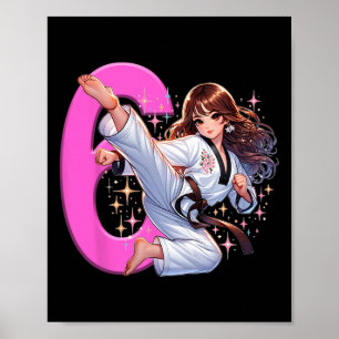 Póster 6.º Chica de cumpleaños Fiesta de Artes Marciales