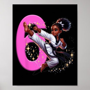 Póster 6.º cumpleaños Fiesta de Artes Marciales Chica Neg