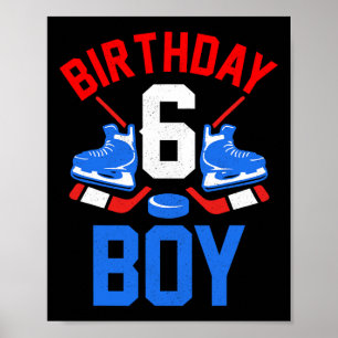 Póster 6.º Cumpleaños Para Chicas Niños De 6 Años Hockey 