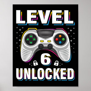 Póster 6.º Nacimiento Niño Nivel 6 Videojugador desbloque