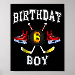Póster 6.º niño de cumpleaños - Hockey sobre hielo niño d