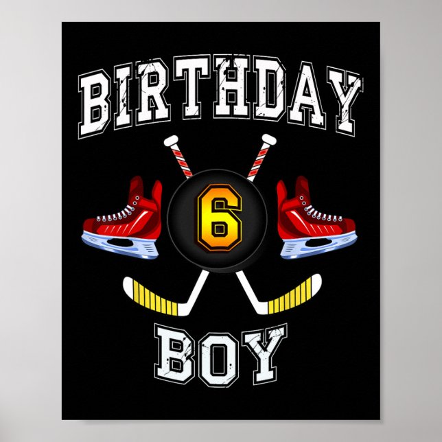 Póster 6.º niño de cumpleaños - Hockey sobre hielo niño d (Frente)