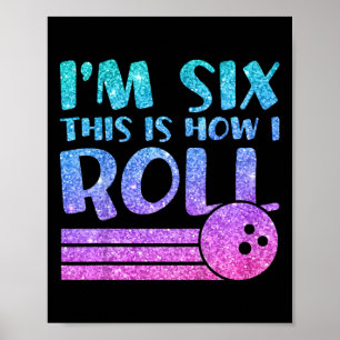 Póster 6.º regalo de boliche para Chicas de cumpleaños -