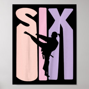 Póster 6.º Regalo de cumpleaños Karate Retro Taekwondo Ma