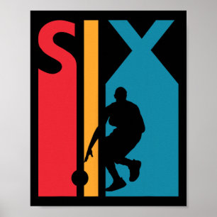 Póster 6.º Regalo de cumpleaños Seis Vintage Baloncesto d