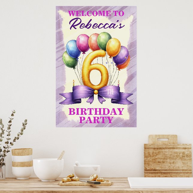 Póster 6.º tema del globo de cumpleaños (Cocina)
