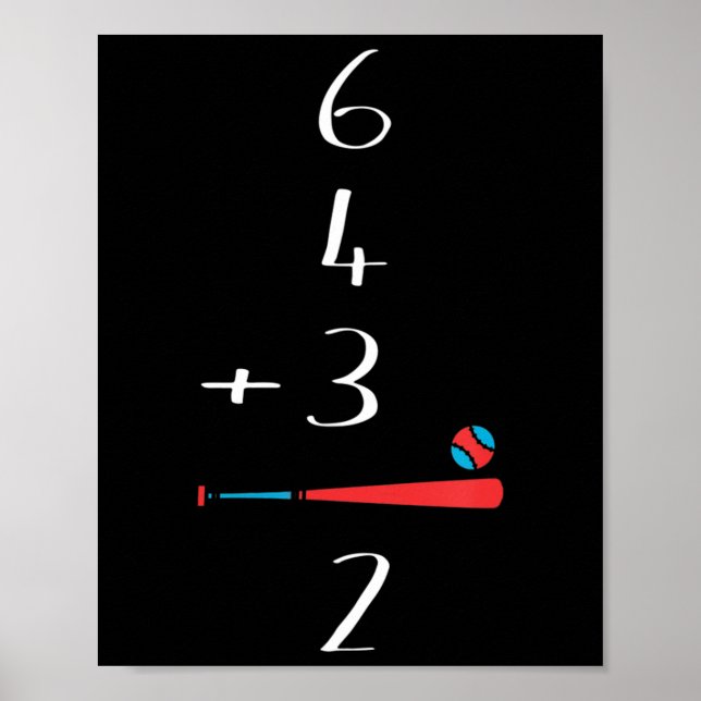 Póster 6 4 3 2 Béisbol De Doble Juega (Frente)