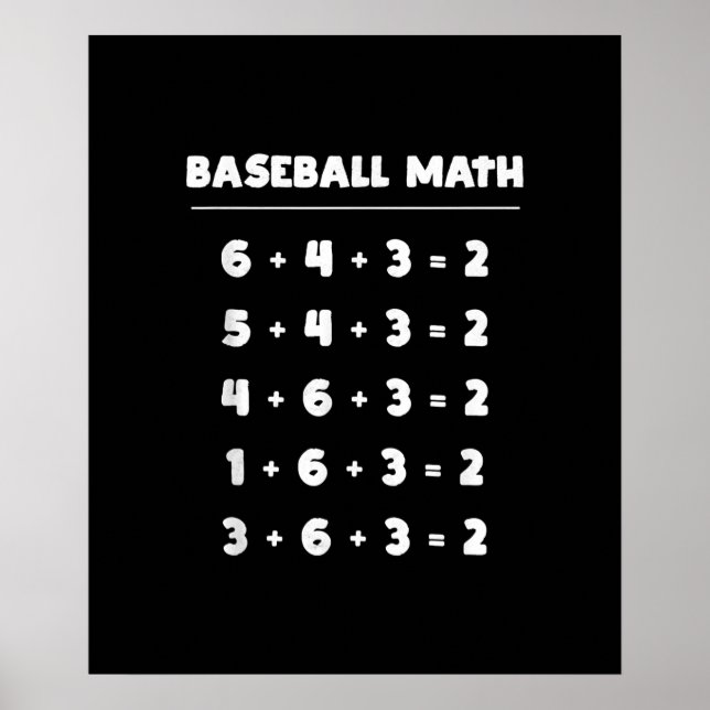 Póster 6 4 3 2 Matemáticas de Béisbol - Juego Cute de Sof (Frente)