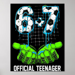 Póster 6+7 = 13 años niños niñas adolescente 13 cumpleaño