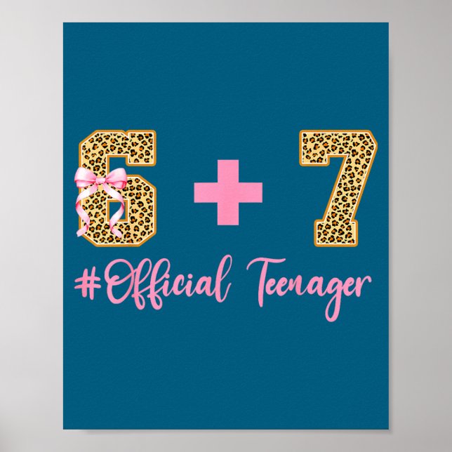 Póster 6+7 = 13 Year Old Boys Girls Teenager 13th Birthda (Frente)