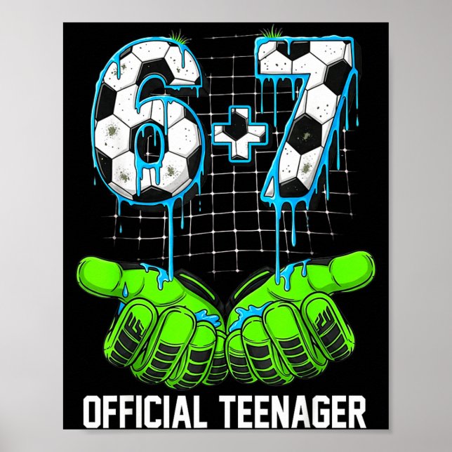 Póster 6+7 = 13 Year Old Boys Girls Teenager 13th Birthda (Frente)