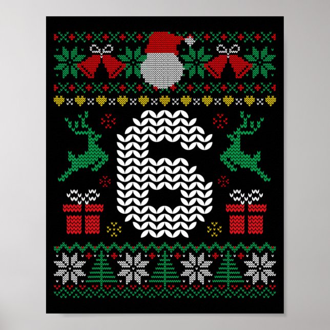 Póster 6 7 67 Meme Seis Siete Navidad Divertida Fea Parej (Frente)