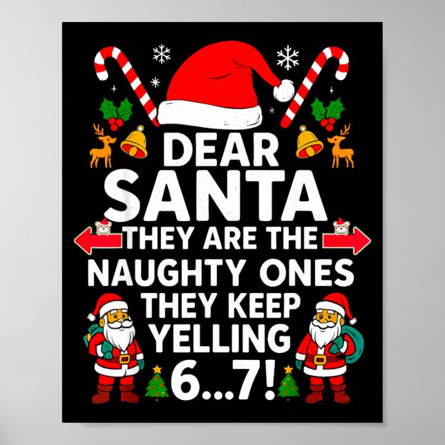 Póster 6 7 Christmas Santa Naughty List Boys Funny 67 Mem (Frente)