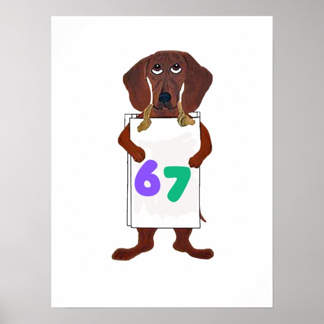 Póster 6 7 Dachshund doggie with funny sign card (Frente)