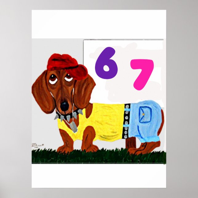 Póster 6 7 Dachshund in funny clothes  (Frente)