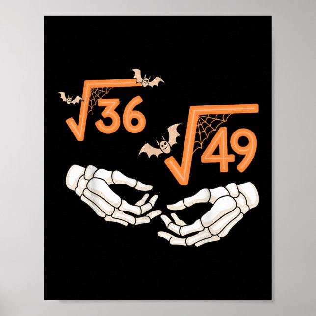 Póster 6 7 Halloween Math Square Root 67 Meme Gen Alpha S (Frente)