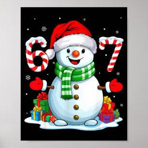 Póster 6 7 Meme Navidad Divertido Muñeco de Nieve Seis Si