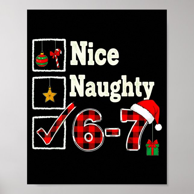 Póster 6-7 Meme Nice Naughty 67 Christmas Brain Rot Funny (Frente)