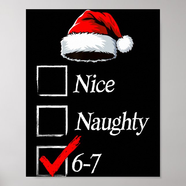 Póster 6-7 Meme Nice Naughty 67 Christmas Brain Rot Funny (Frente)