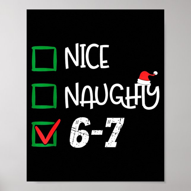 Póster 6-7 Meme Nice Naughty 67 Christmas Brain Rot Funny (Frente)