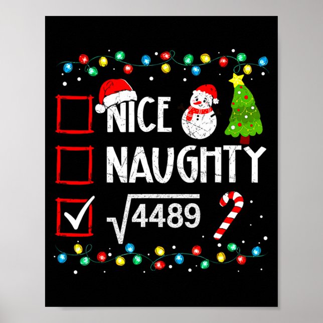 Póster 6 7 Meme Nice Naughty 67 Christmas Brain Rot Funny (Frente)