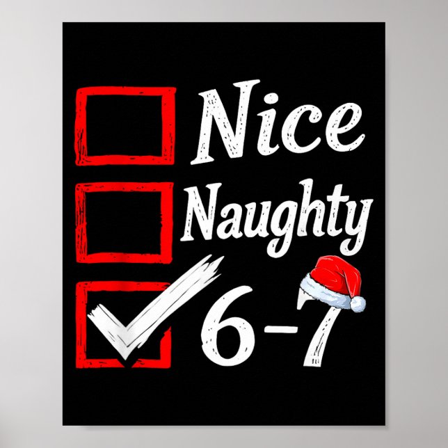 Póster 6-7 Meme Nice Naughty 67 Christmas Brain Rot Funny (Frente)