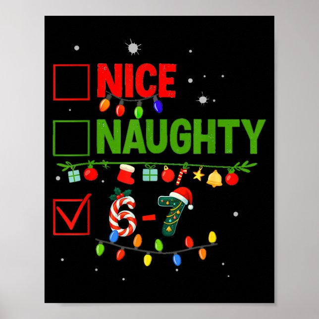 Póster 6-7 Meme Nice Naughty 67 Christmas Brain Rot Funny (Frente)