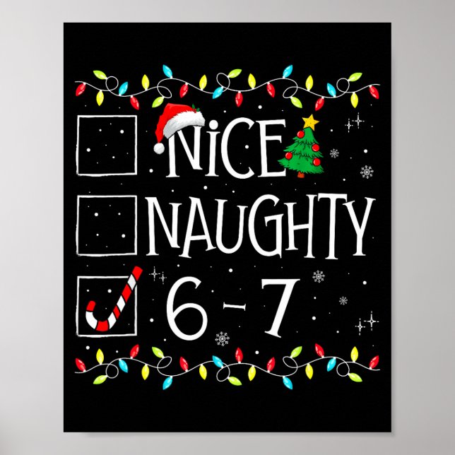 Póster 6-7 Meme Nice Naughty 67 Christmas Brain Rot Funny (Frente)