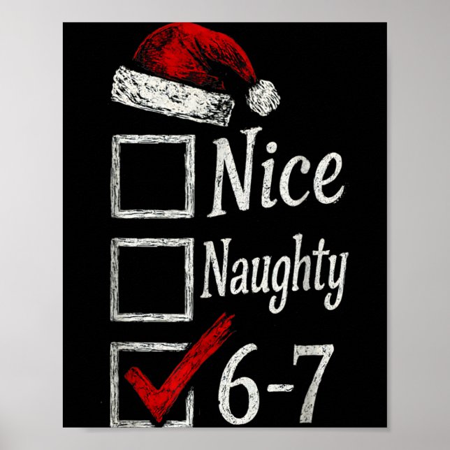 Póster 6-7 Meme Nice Naughty 67 Christmas Brain Rot Funny (Frente)