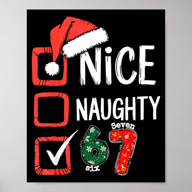 Póster 6-7 Meme Nice Naughty 67 Christmas Brain Rot Funny (Frente)