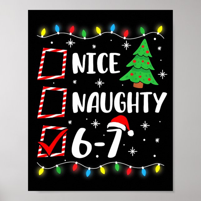 Póster 6-7 Meme Nice Naughty 67 Christmas Brain Rot Funny (Frente)