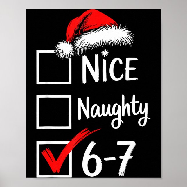 Póster 6-7 Meme Nice Naughty 67 Christmas Brain Rot Funny (Frente)