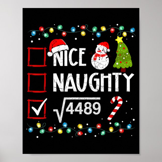 Póster 6-7 Meme Nice Naughty 67 Christmas Brain Rot Funny (Frente)