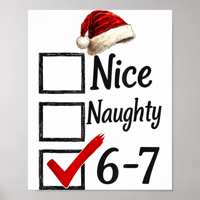 Póster 6-7 Meme Nice Naughty 67 Christmas Funny Brain Rot (Frente)