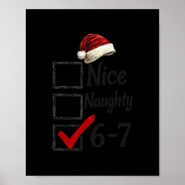 Póster 6-7 Meme Nice Naughty 67 Christmas Funny Brain Rot (Frente)