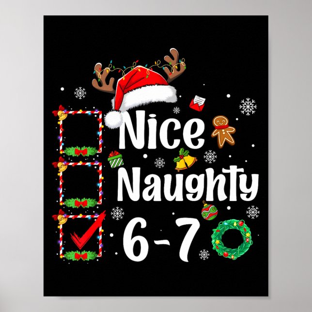 Póster 6-7 Meme Nice Naughty 67 Christmas Funny Xmas Men  (Frente)