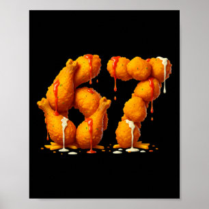 Póster 6 7 Meme Pollo Frito 67 Pijamas Niños Seis Siete B