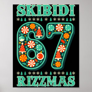 Póster 6 7 Navidad Skibidi Rizzmas 67 Meme Gen Alpha Sl