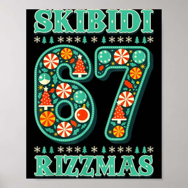 Póster 6 7 Navidad Skibidi Rizzmas 67 Meme Gen Alpha Sl (Frente)