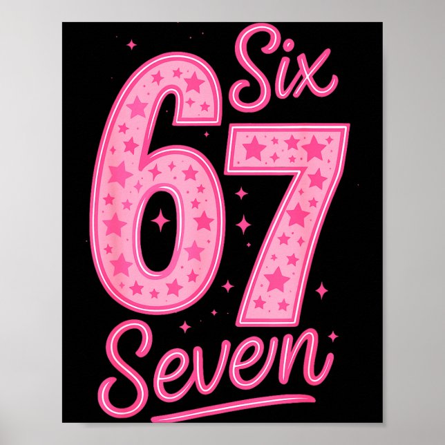 Póster 6 7 Number 67 Nk Six Seven Meme Slang Womens Girls (Frente)