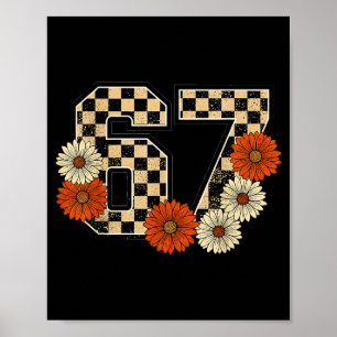 Póster 6 7 Retro Otoño Meme Checkerboard Tee Atormentado 