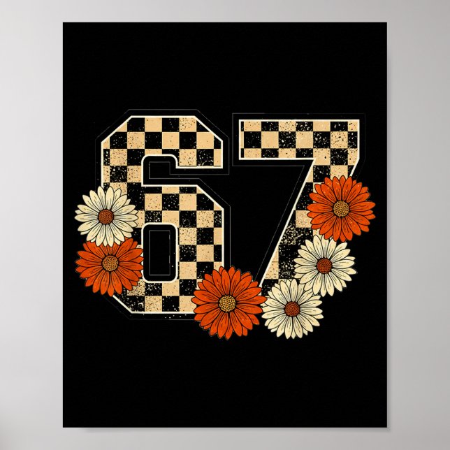 Póster 6 7 Retro Otoño Meme Checkerboard Tee Atormentado  (Frente)