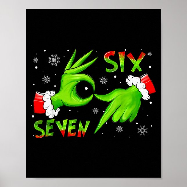 Póster 6 7 Seis Siete Mano Generación Z Alpha Meme Lengua (Frente)