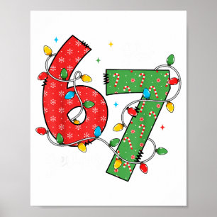 Póster 6 7 Seis Siete Meme Luces de Navidad Caña de Caram