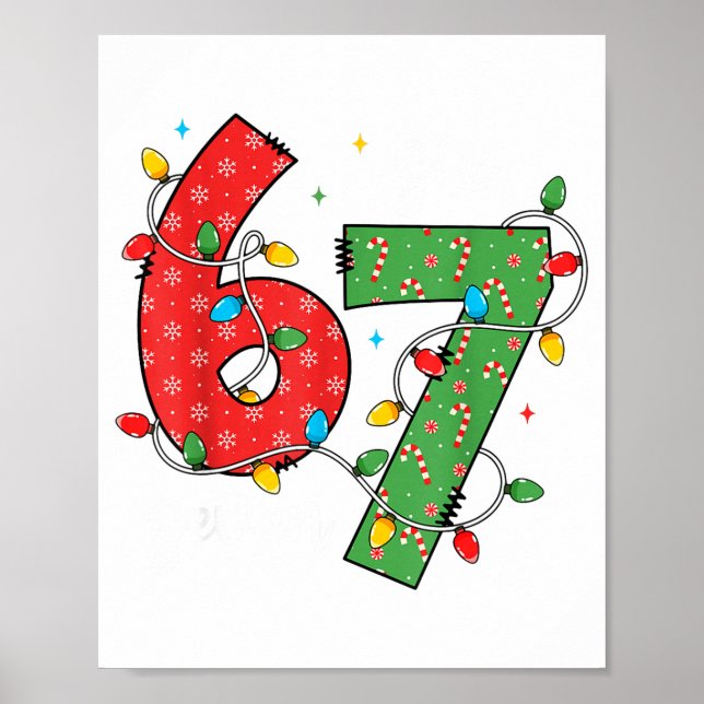 Póster 6 7 Six Seven Meme Xmas Lights Candy Cane Christma (Frente)