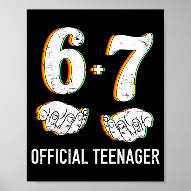 Póster 6+7 Year Old Boys Girls Teenager 13th Birthday Fun (Frente)