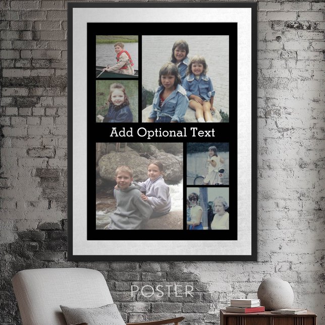 Póster 6 Collage de fotos Texto opcional — Puede editar c (Personalized Poster - Add your photos and text)
